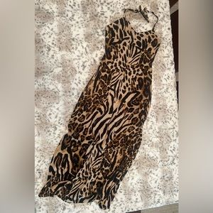 Animal print halter maxi dress